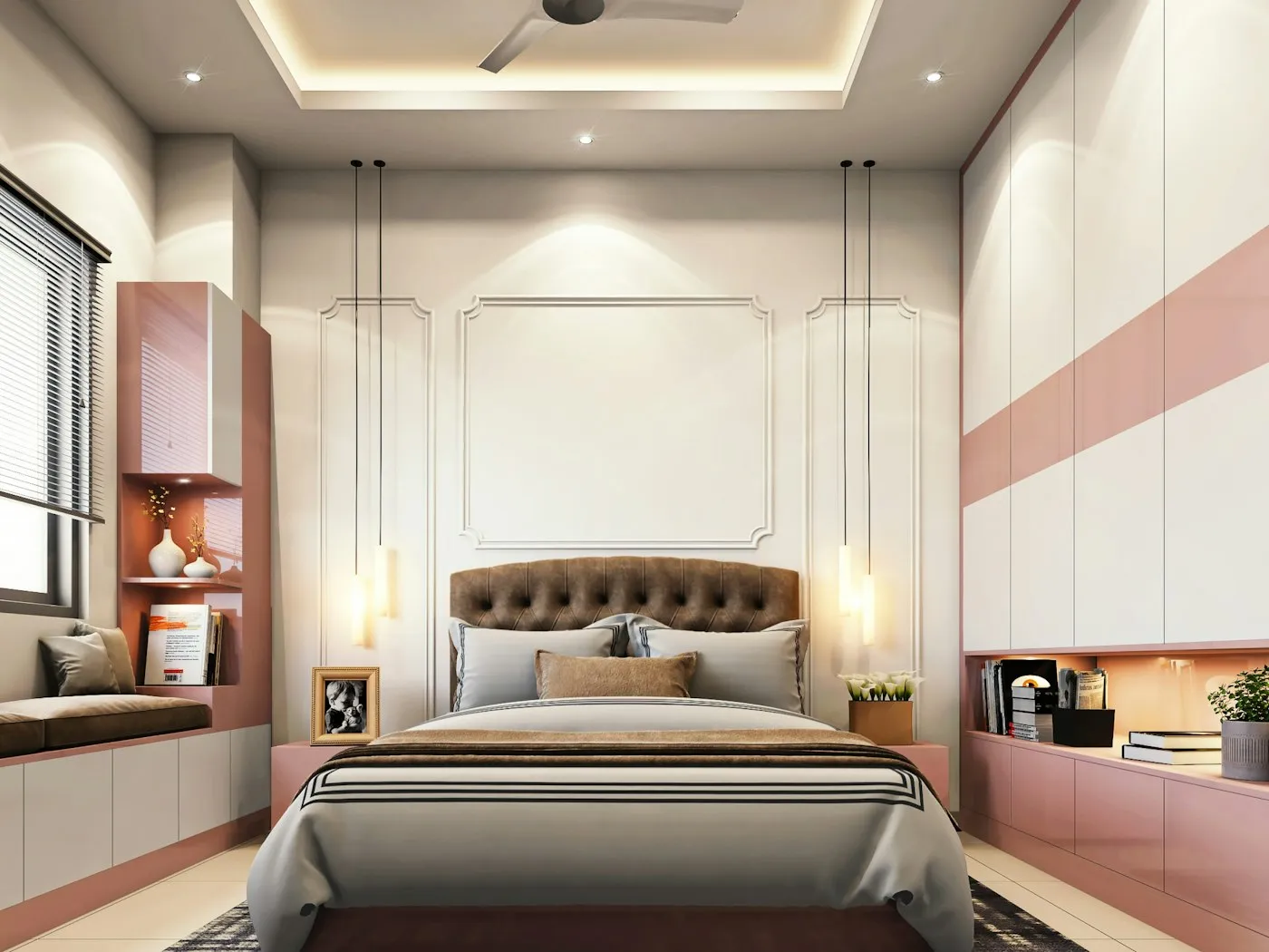 Ceilings and lighting: bedroom with a lit false ceiling